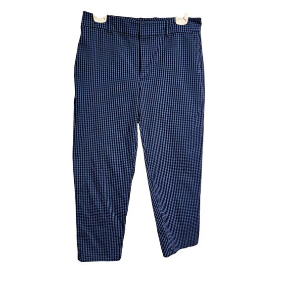 Woman's cropped mid-rise pants Blue and Black checks size 6 - Picture 3 of 5